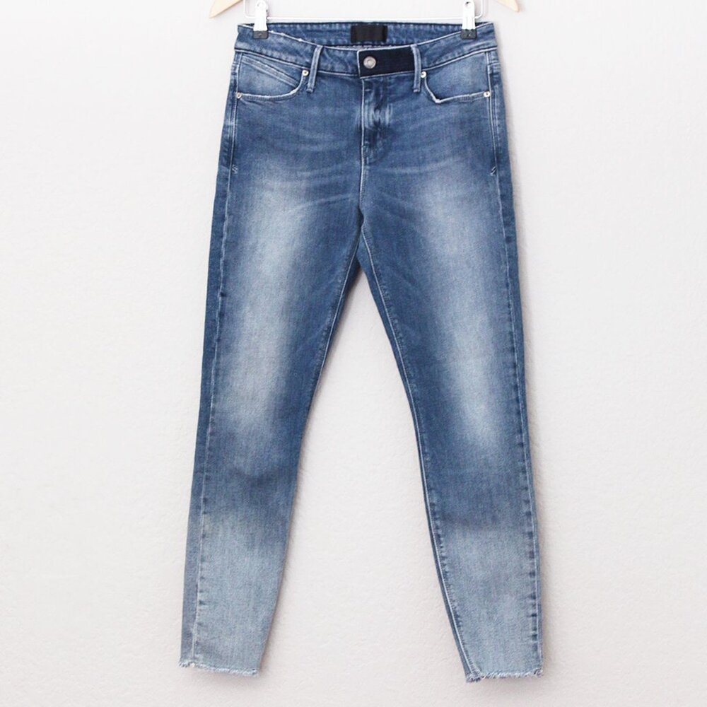 RtA Road To Awe Women's 28 Madrid Skinny Jeans Stretch Frayed Hem Blue Wash $315 - Picture 2 of 14